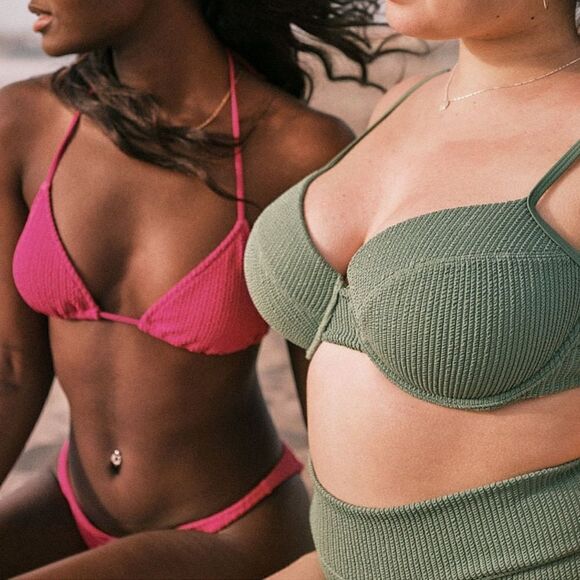 Victorias Secret Pink Swim Crinkle Push Up Padded Underwire Bikini Top XXL - Picture 5 of 8